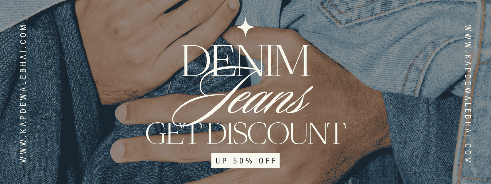 Brown Blue Denim Jeans Fashion Sale Website Banner