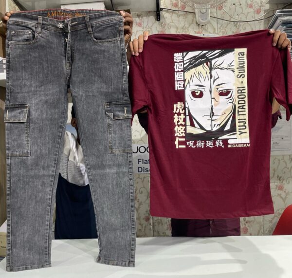 Baggi Jeans & Half Shoulder T-Shirts Combo - Image 4